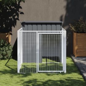 Dog House with Run Anthracite 43.3"x79.1"x43.3" Galvanized Steel