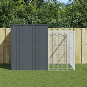 Dog House with Run Anthracite 84.3"x99.6"x71.3" Galvanized Steel