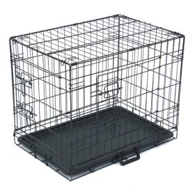 24" Pet Kennel Cat Dog Folding Steel Crate Animal Playpen Wire Metal