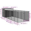 Dog House with Run Light Gray 84.3"x260.2"x71.3" Galvanized Steel