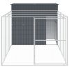 Dog House with Run Anthracite 84.3"x179.9"x71.3" Galvanized Steel