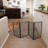 Pet Gate – Dog Gate for Doorways;  Stairs or House – Freestanding;  Folding ;  Dark Brown; Arc Wooden