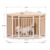 Corner Dog Crate with Cushion; Dog Kennel with Wood and Mesh; Doghouse; Pet Crate Indoor Use