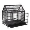 Heavy-Duty Metal Dog Kennel, Pet Cage Crate with Openable Pointed Top and Front Door, 4 Wheels, 42.5"L x 28.3"W x 44"H