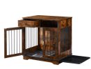 Furniture Dog crate, indoor pet crate end tables, decorative wooden kennels with removable trays. Rustic Brown, 32.3'' W x 22.8'' D x 33.5'' H.