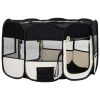 Foldable Dog Playpen with Carrying Bag Black 57.1"x57.1"x24"