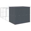 Dog House with Run Anthracite 84.3"x179.9"x71.3" Galvanized Steel