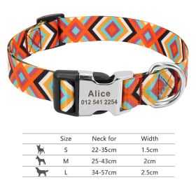 Adjustable Nylon Dog Collar Personalized Dogs Cat ID (Option: 147Orange-L)