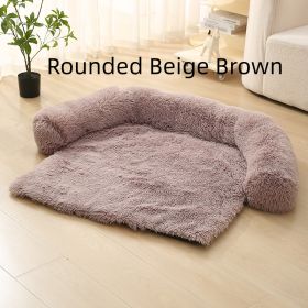 Pet Dog Plush Winter Warm Sofa Cushion (Option: Rounded Beige Brown-XL)