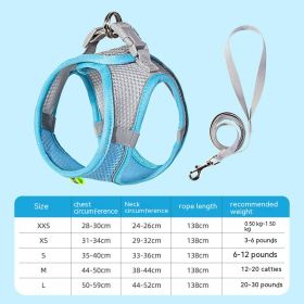 Hand Holding Rope Pet Dog Breast Strap Summer Breathable (Option: Blue-XXS)