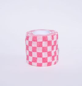 Printed Bandage Pet Out Anti-dirty Adhesive Bandage Non-woven Elastic Bandage (Option: Pink And White Plaid-25X45MM)