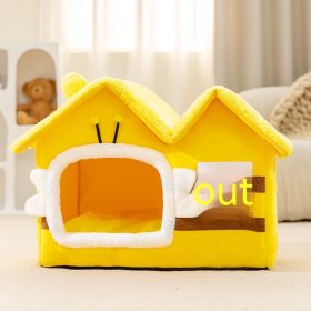 Dog Autumn And Winter Pet Cat Sponge Nest Teddy Closed (Option: Yellow Bees-S)