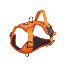 Pet Harness Reflective Commuter Chest Back Explosion-proof Hand Holding Rope Dog Leash (Option: Orange-S)