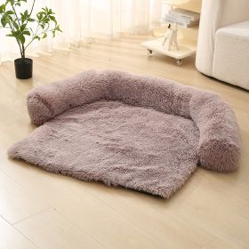 Pet Dog Plush Winter Warm Sofa Cushion (Option: Round Detachable Beige Brown-M)