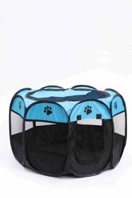 Octagonal Cage Fence Pet Cloth Tent Easy Storage Cat Nest (Option: Blue-M Code)