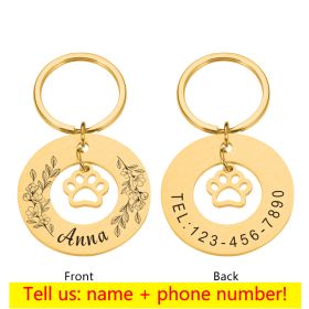 Personalized Pet Tag Medal Customized Metal Dog Collar (Color: gold)