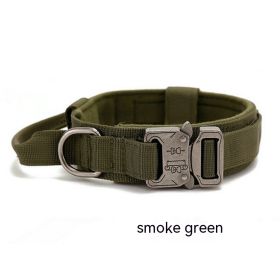 Outdoor Nylon Tactical Dog Collar (Option: Green Collar Antique Silver-L)