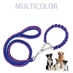 Eight-strand nylon braided dog collar leash dog chain impact blasting chain pet leash (colour: Red)