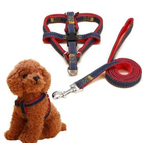 Pet Dog Chest Back Leash Set Adjustable Dogs Chest Back Traction Rope Puppy Pet Nylon Durable Outdoor Walking Rope Chain Belt (Color: Red)