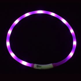 Pet's LED Collar With USB Rechargeable Glowing Lighted Up & Cuttable Waterproof Safety For Dogs (Color: Violets)