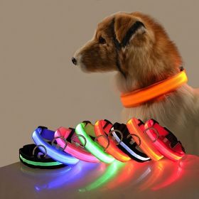 Glow-In-The-Dark Pet Collar For Dog & Cat; LED Dog Collar For Night Walking; USB charging (Color: orange)