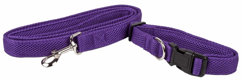 Pet Life 'Aero Mesh' 2-In-1 Dual Sided Comfortable And Breathable Adjustable Mesh Dog Leash-Collar (Color: purple)