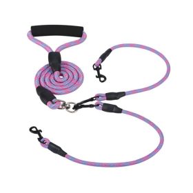 Outdoor No-Tangle Dogs Lead Double Dogs Leash (Color: Pink)