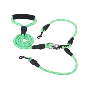 Outdoor No-Tangle Dogs Lead Double Dogs Leash (Color: Green)