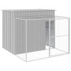 Dog House with Run Light Gray 84.3"x99.6"x71.3" Galvanized Steel