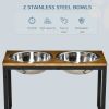 Elevated Dog Bowls Stand with 2 Stainless Steel Bowls