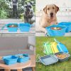 Silicone Collapsible Pet Bowl Double Portable Travel Bowl Equipped with Aluminum Hook Clip