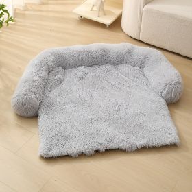 Pet Dog Plush Winter Warm Sofa Cushion (Option: Round Detachable Light Gray-L)