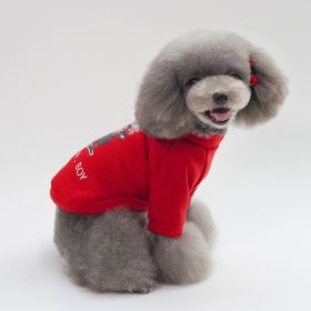 Dog Winter Pet Clothes Brushed Hoody (Option: Boxing Boy Sweater Red-L)