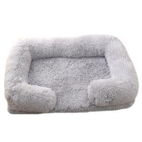 Plush Round Pet Bed Dog Bed Winter (Option: M27 Light Gray-L No Inner Sleeve)