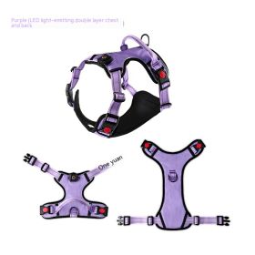 USB Rechargeable Pet LED Luminous Chest Strap (Option: Purple-M)