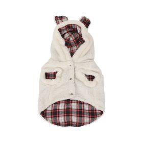 Winter Fleece-lined Pet Clothes (Option: White Red Plaid-M)