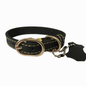 Pet Leather Collar Color Cowhide (Option: Black-L)